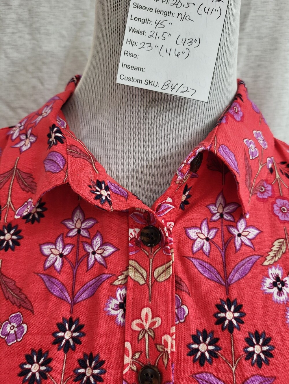 Ann Taylor Floral Linen Blend Sleeveless Shift Dress Red Purple Tie Size M New - Picture 5 of 12